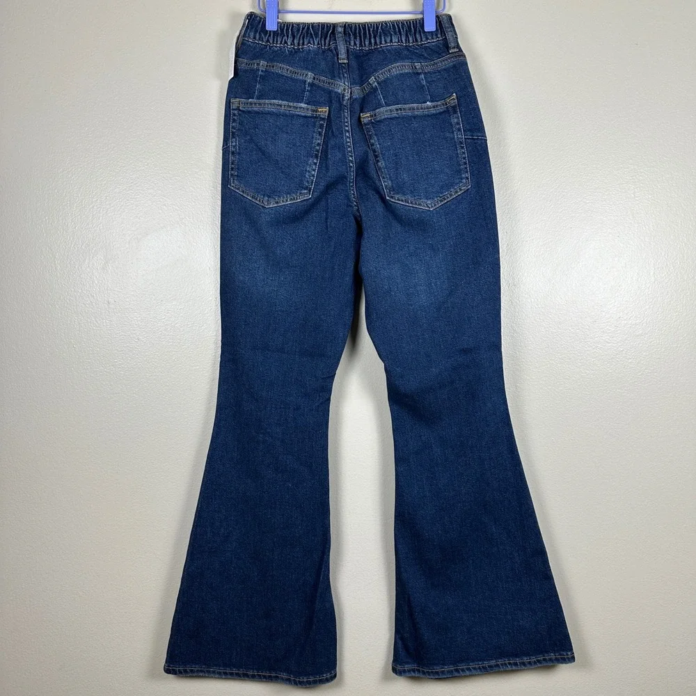 Arizona Womens 2 Curvy Flare Jeans Dark Wash High Rise No Waist Gap NEW
